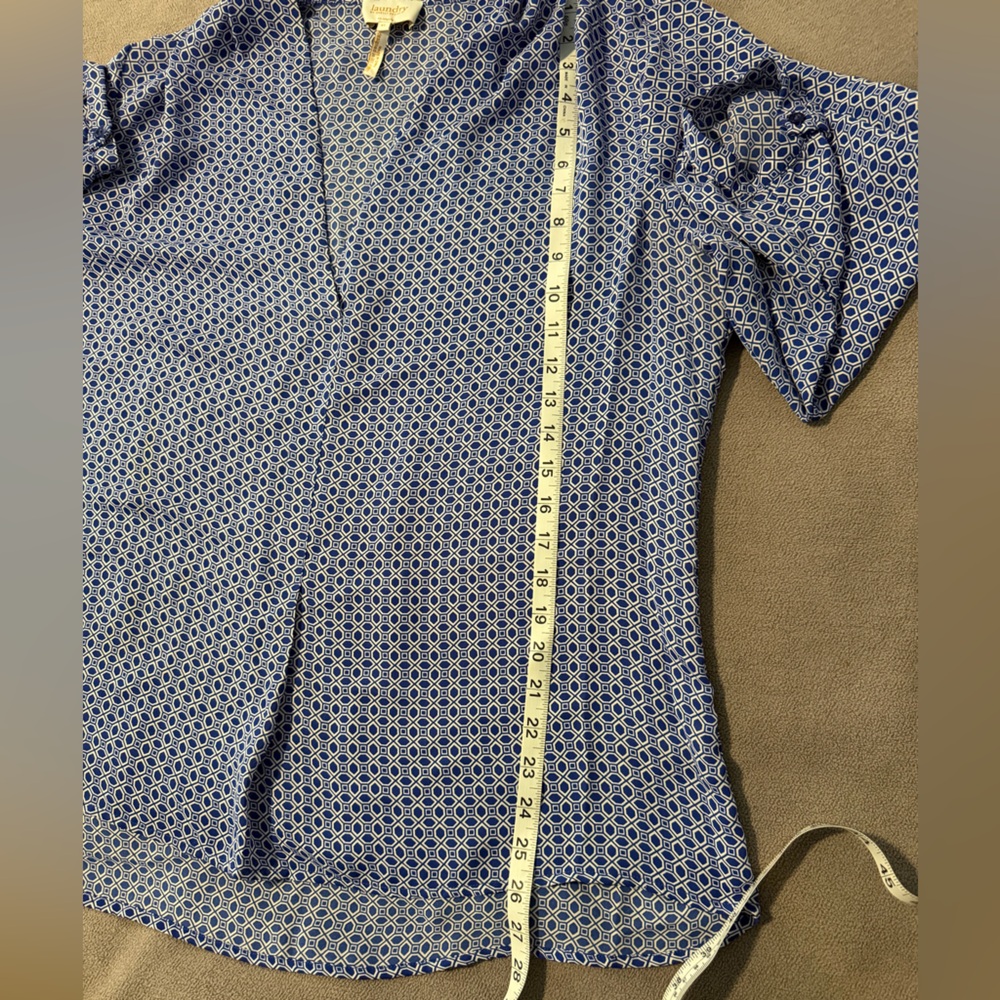 Laundry By Shelli Segal Blue Geometric Blouse XL - Picture 8 of 10